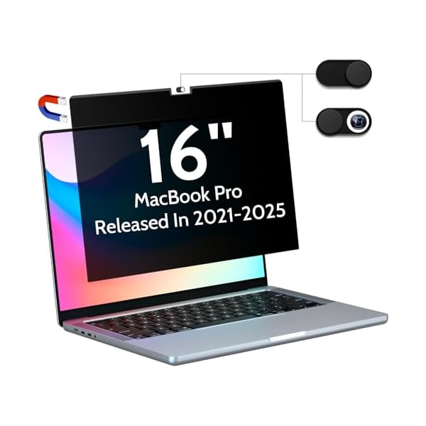 Magnetic Privacy Screen for MacBook Pro 16 Inch (2021-2025, M1, M2, M3, M4), 16inch Removable Matte Anti Blue Light Glare Private Filter Protector for Mac Pro 16.2" Laptop