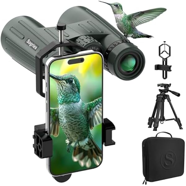 14x45 Binoculars for Adults High Powered-Binoculars for Hunting with Clear Large View,Waterproof,Metal Phone Adapter & Tripod for Bird Watching,Hiking,Concert