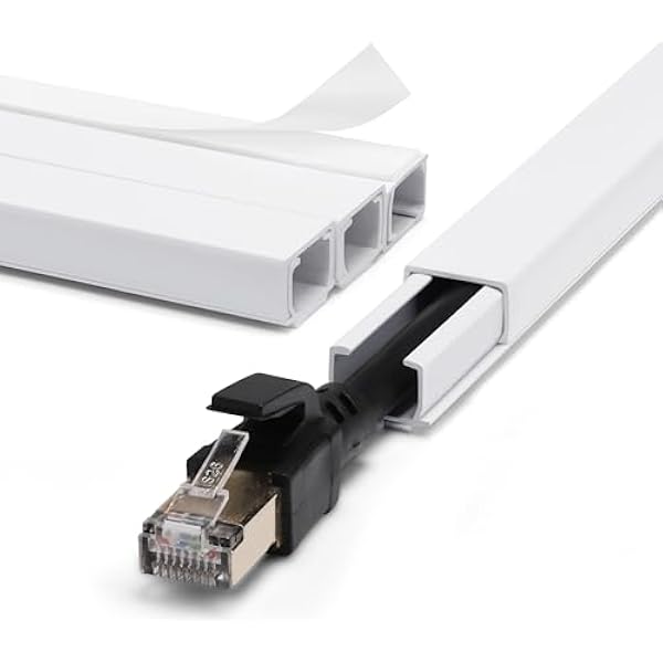 ZhiYo Cord Hider Wall for One Cord, 68in Cord Covers for Wires on Wall, Easy Install Cable Cover Wall, Cable Raceway White Hide Cords, Cable Hider Cord Management Wall, 4X L17in W0.6in H0.4in