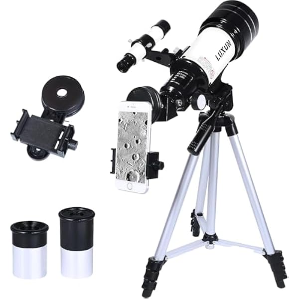 Telescope,70mm Telescope Refracting with Phone Adapter for Adults,Astronomy Beginners,with Multilayer Broadband Coating,Adjustable Tripod and Finderscope