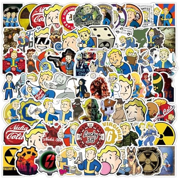 100PCS Fallout Merchandise Stickers, Cute Cartoon Game Fallout Merch Vinyl Waterproof Decal for Laptop Bumper Skateboard Water Bottles Computer Phone Stickers for Adult Teens Party Favors