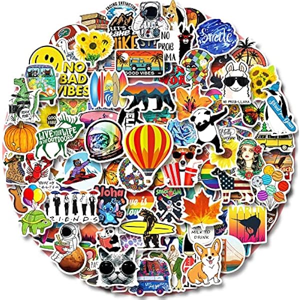 100 PCS Water Bottle Stickers for Kids Teens Girls Adults, Aesthetic Cute Vinyl Waterproof Vsco Cool Stickers, Laptop Scrapbook Skateboard Computer Car Sticker Packs