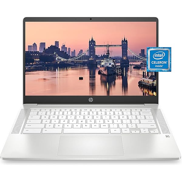 HP Chromebook 14 Laptop, Intel Celeron N4000 Processor, 4 GB RAM, 32 GB eMMC, 14” HD Display, Chrome, Lightweight Computer with Webcam and Dual Mics, Home, School, Music, Movies (14a-na0021nr, 2021)