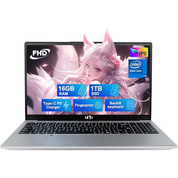 NIMO 15.6" IPS FHD-Student-Laptop, Intel Pentium Quad Core N100 16GB RAM 1TB SSD (Beat i3-1115G4, Up to 3.4GHz) Backlit Keyboard Fingerprint for Home Computer, Type-C BT5.2 WiFi 6 Win 11