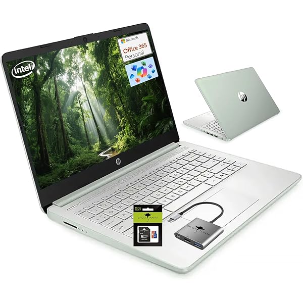HP 14 Student-Laptop Back to School, Quad-Core Processor (Up to 3.6GHz) 16GB RAM 256GB Storage(128GB UFS + 128GB SD Card) Laptops for Student with 1-Year Office 365 Copilot AI Win11, Willow Green