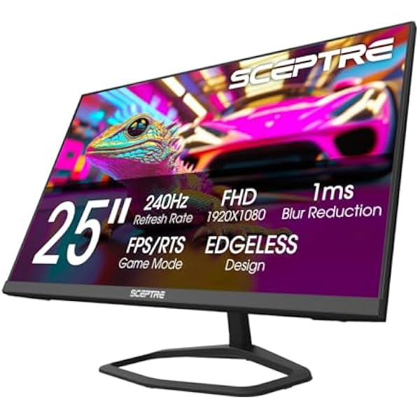 Sceptre New 24.5-inch Gaming Monitor 240Hz 1ms DisplayPort x2 HDMI x2 100% sRGB AMD FreeSync Premium Build-in Speakers, Machine Black 2026 (E255B-FWD240 Series)