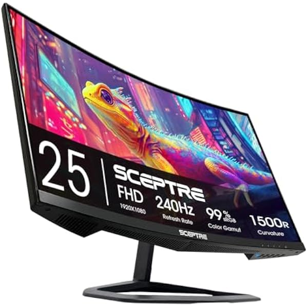 Sceptre New Curved 24.5-inch Gaming Monitor up to 240Hz 1080p R1500 1ms DisplayPort x2 HDMI x2 Eye Care Build-in Speakers, Machine Black 2026 (C255B-FWT240 Series)