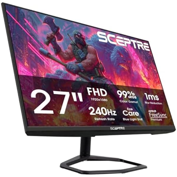 Sceptre New 27 inch 240Hz Gaming Monitor AMD FreeSync Premium HDMI x2 DisplayPort x2 1ms100% sRGB Build-in Speakers Machine Black 2026 (E275B-FWD240 Series)