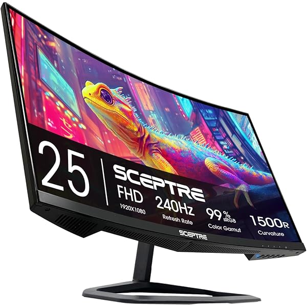 Sceptre New Curved 24.5-inch Gaming Monitor up to 240Hz 1080p R1500 1ms DisplayPort x2 HDMI x2 Blue Light Shift Build-in Speakers, Machine Black 2025 (C255B-FWT240 Series)