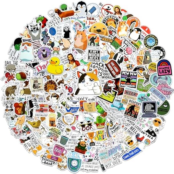 250 PCS Funny Stickers Holographic Water Bottle Stickers for Teen/Adult, Waterproof Vinyl Sarcastic Meme Sticker, Anime Stickers for Laptop, Phone, Journal, Skateboard, Guitar, Bike, Luggage, Helmet