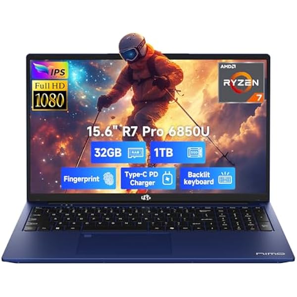NIMO 15.6" Light-Gaming-Laptop, 8 Cores AMD Ryzen 7 Pro 6850U 32GB LPDDR5 RAM 1TB SSD (Beat i7-1360P Up to 4.7GHz) AMD Radeon 680M GPU IPS FHD Computer with 100W Type-C Backlit Keyboard Fingerprint