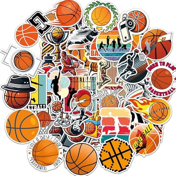 100 Pcs Basketball Stickers Waterproof Stickers for Water Bottle Laptop Computer Skateboard Vinyl Basketball Party Favors Birthday Decorations Stuff Decals Sports Baseball Gifts for Boys