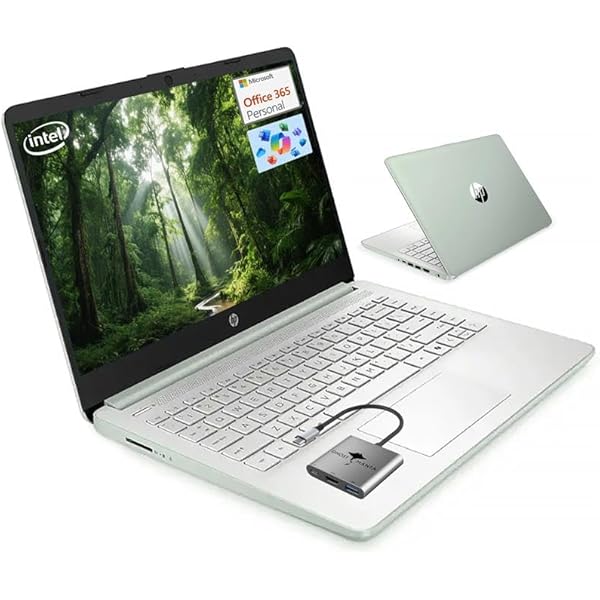 HP 14 Student-Laptop Back to School, Quad-Core Processor (Up to 3.6GHz) 4GB RAM 128GB SSD, Laptops for Student with 1-Year Office 365 Copilot AI Win11, Willow Green