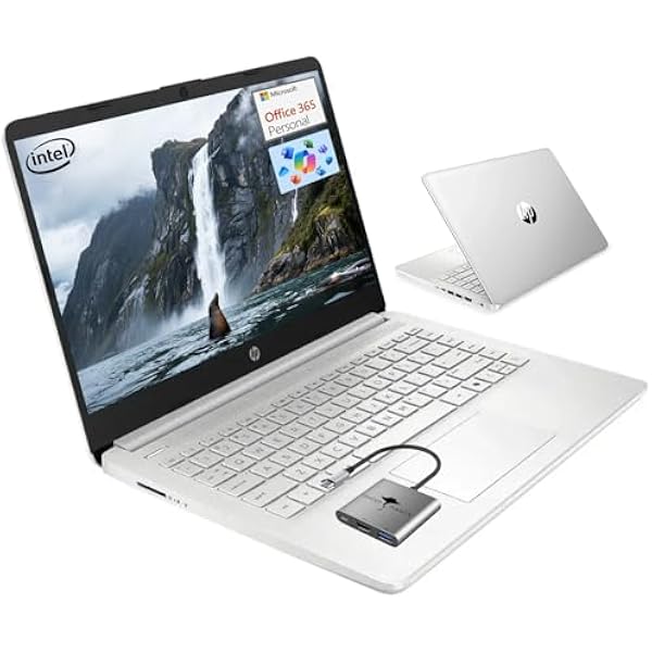 HP 14 Student-Laptop Back to School, Quad-Core Processor (Up to 3.6GHz) 4GB RAM 128GB SSD, Laptops for Student with 1-Year Office 365 Copilot AI Win11, Natural Silver