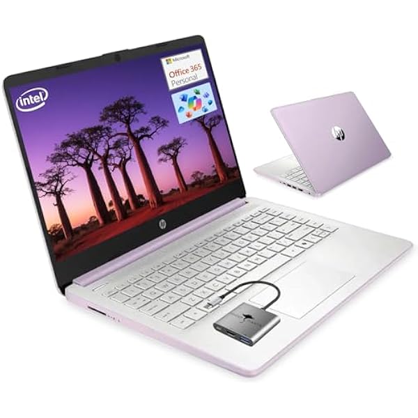 HP 14 Student-Laptop Back to School, Quad-Core Processor (Up to 3.6GHz) 4GB RAM 128GB Storage, Laptops for Student with 1-Year Office 365 Copilot AI Win11, Honey Lavender