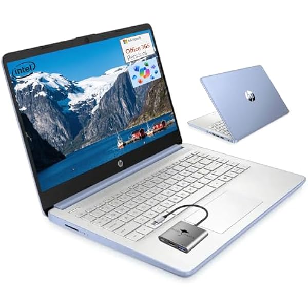 HP 14 Student-Laptop Back to School, Quad-Core Processor (Up to 3.6GHz) 4GB RAM 128GB SSD, Laptops for Student with 1-Year Office 365 Copilot AI Win11, Sky Blue