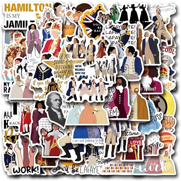 55PCS Hamiltons Merch Stickers, Cute Cartoon Aesthetic Vinyl Musicals Gifts Waterproof Decals for Laptop Bumper Skateboard Water Bottles Phone