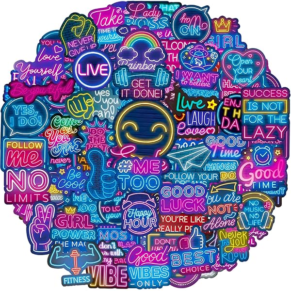 Motivational Inspirational Stickers 100 Pcs Positive Affirmation Quote Neon Sticker Packs, Teacher Classroom Prizes for Reward, Waterproof Vinyl Stickers for Water Bottles Laptop Scrapbook Journal etc