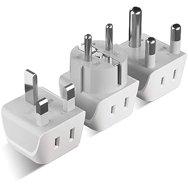 Ceptics African Travel Adapter Set 2 in 1 USA to Africa, S. Africa, Nigeria, Ghana, Uganda (Type M, E/F, Type G) - 3 Pack (Does Not Convert Voltage)
