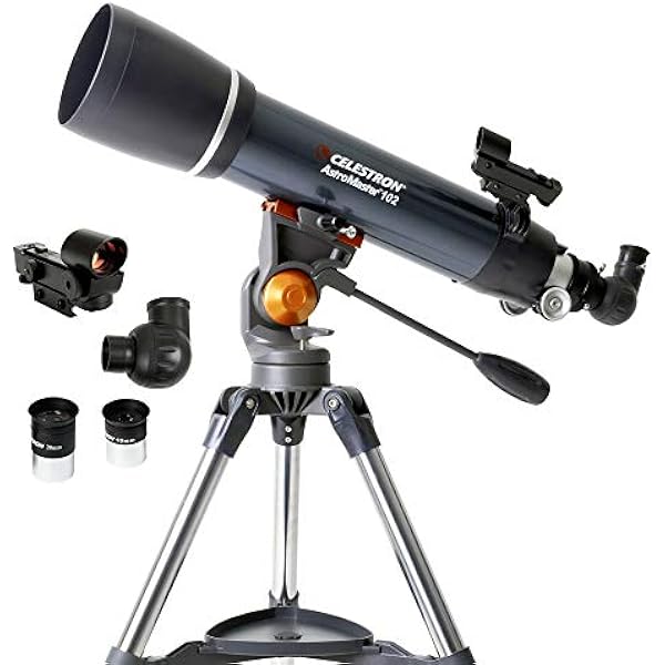 Celestron – AstroMaster 102AZ Telescope – Short-Tube Refractor Telescope – Fully-Coated Glass Optics – Adjustable-Height Tripod – Bonus Astronomy Software Package