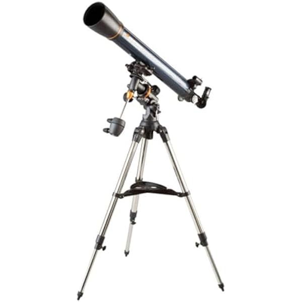 Celestron – AstroMaster 90EQ Refractor – Manual Telescope for Beginners – Fully-Coated Optics – Adjustable-Height Tripod – Includes Accessories Plus Astronomy Software Package