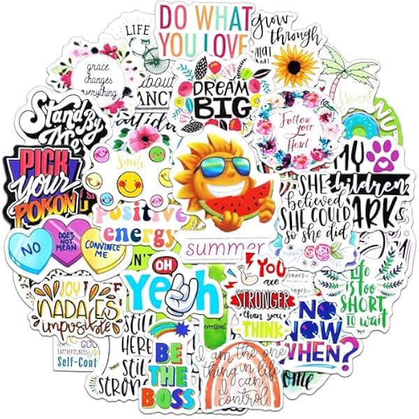 Inspirational Stickers 100 Pcs Positive Quotes Sticker Packs Waterproof Vinyl Decals Aesthetic Motivational Sayings Stickers for Water Bottle Laptop Scrapbook Cups Book Binders Skateboard Cards Bike