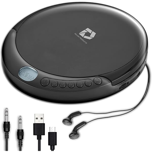 CD Player Portable with 60 Second Anti Skip, Stereo Earbuds, Includes Aux in Cable and AC USB Power Cable for use at Home or in Car
