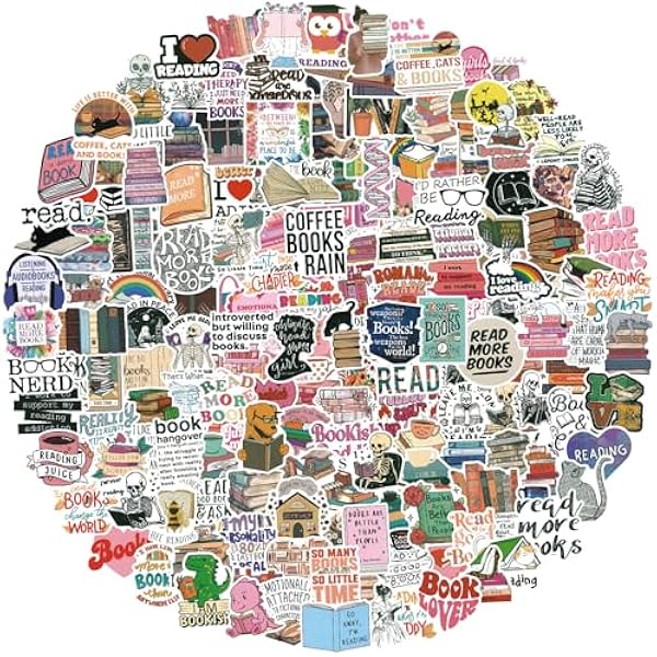 200pcs Book Stickers for Kindle, Inspirational Bookish Reading Sticker Pack for Readers, Waterproof Booktok Vinyl Decals for Water Bottle, Laptop, Ebook, Scrapbook, Journal