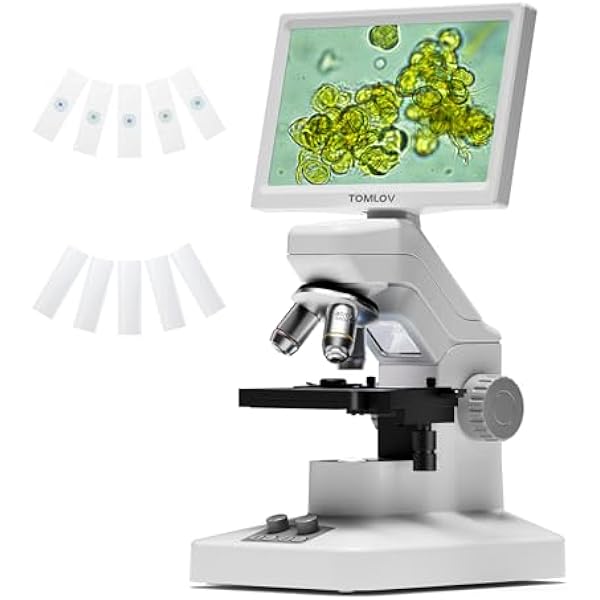 TOMLOV DM301 Max Microscope for Kids Students Adults with X-Y Stage, Digital Microscope Camera with 7" Screen, USB & HDMI Output, Wireless Biological Lab Scope for School Home Education with Slides