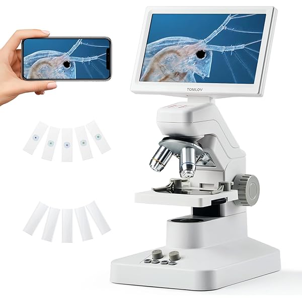 TOMLOV DM301 Pro Microscope for Kids Adults Students, Digital Microscope with 7" Screen, USB & HDMI Output, Wireless Biological Educational Science Scope Camera with Slides Kits for Classroom Home Lab