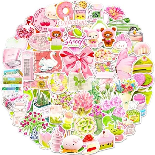Water Bottle Stickers 100 Pcs Coquette Aesthetic Pink Sticker Pack for Girly and Girls, Waterproof Vinyl Stickers for Water Bottles Laptop Scrapbooking Journal Planner Luggage Kindle Phone Guitar etc