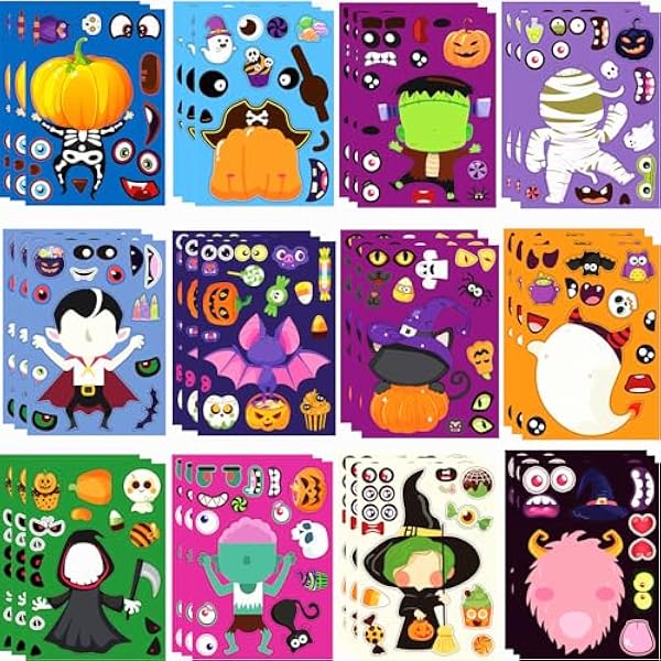 36 Sheets Halloween Stickers for Kids, Halloween Crafts Make Your Own DIY Stickers for Games Gifts Party Favors Supplies