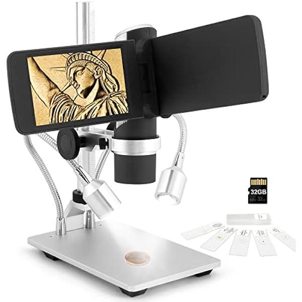 Andonstar AD203 Digital Coin Microscope for Error Coins with Metal Stand&Led Light, Handheld Portable USB Microscope Kit for Kids&Adults, 4" LCD Screen, Photo/Video Capture, Windows/Mac PC Compatible