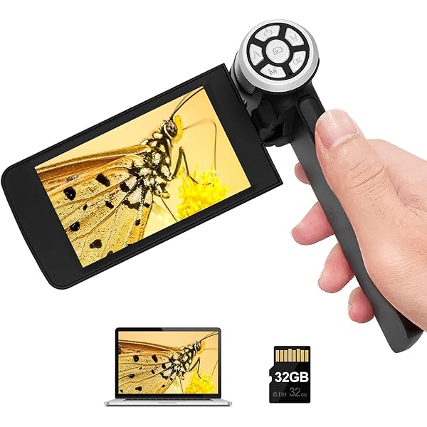 Andonstar AD203 Handheld Digital Microscope, Portable Pocket USB Coin Microscope with 4 inch Screen for Kids and Adults, Black, Electronic FHD Video, Windows Mac PC