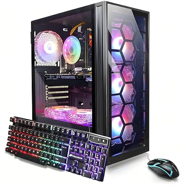 STGAubron Gaming PC Desktop Computer, Intel Core i7 up to 3.9GHz, GeForce GTX 1660 Ti 6G, 32GB RAM, 1TB SSD, WiFi, BT 5.0, RGB Fan x6, Windows 11 Home