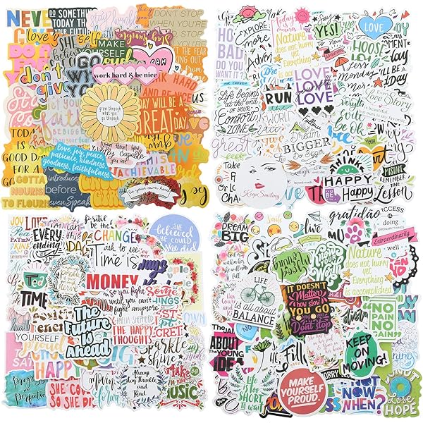 Quote Stickers, Positive Stickers 200Pcs Motivational Waterproof Vinyl Stickers for Water Bottle Hydroflasks Laptops Computers Vision Board for Women Adults Students Teachers Teens