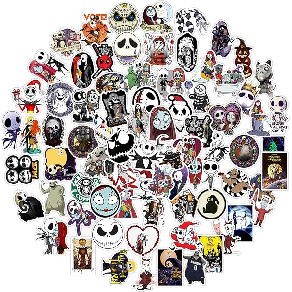 Nightmare Before Christmas Stickers 100pcs Classic Funny Horror Stickers Halloween Stickers Christmas Stickers for Teens Adult, for Laptop Water Bottle Guitar Skateboard Luggage Party Decor(100pcs)