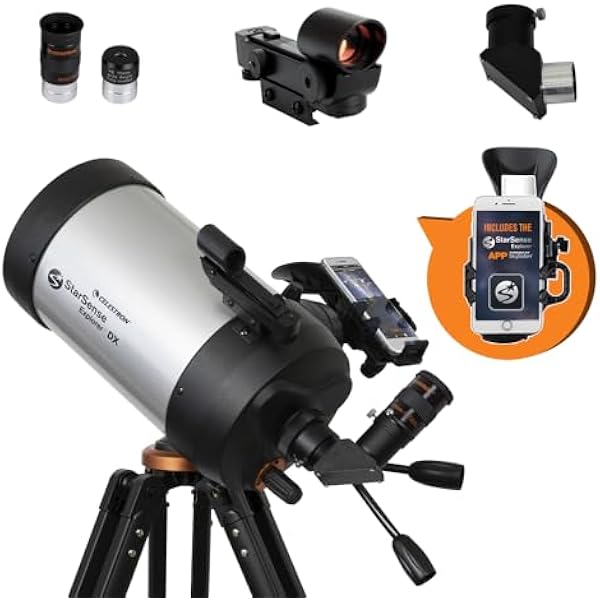 Celestron StarSense Explorer DX 5-inch App-Enabled Telescope – 130mm Schmidt-Cassegrain with Smartphone Dock & StarSense App – iPhone & Android Compatible – Easy-to-Use for Beginners