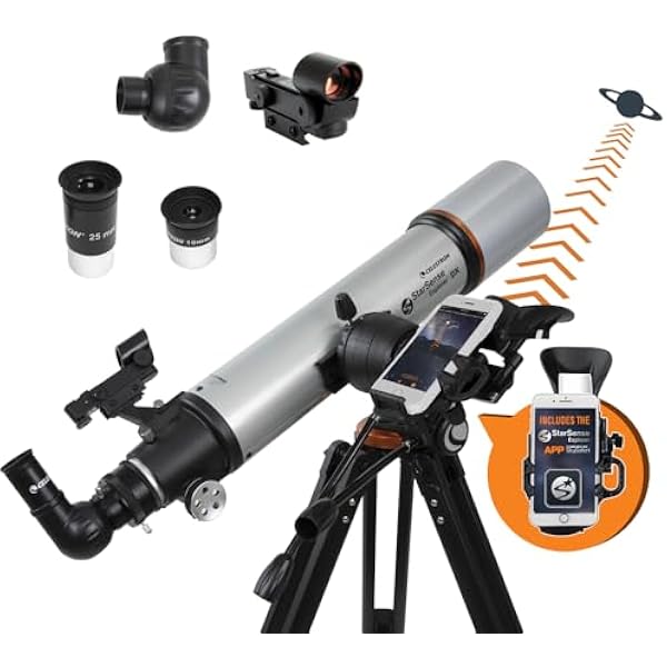 Celestron StarSense Explorer DX 102AZ App-Enabled Telescope – 102mm Refractor with Smartphone Dock & StarSense App – iPhone & Android Compatible – Easy-to-Use for Beginners