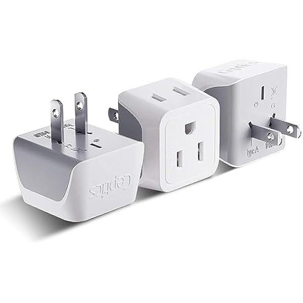 Japan, Philippines Travel Adapter Plug by Ceptics - USA 3 Pin Polarized to 2 Prong Unpolarized - Type A (3 Pack) - Dual Inputs - Ultra Compact - Perfect for Cell Phones, Tablet, Camera Chargers (CT-6)