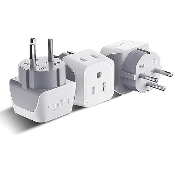 Ceptics Israel Plug Adapter - 2 in 1 Type H Adapter, US to Jersusalem Plug Adapter - Israel, Palestine Travel Adapter Plug, - Dual USA Inputs, CE, RoHS - 3 Pack