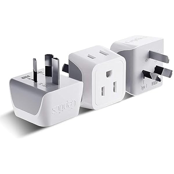 Ceptics Australia Power Plug Adapter, 2 in 1 Type I Plug Adapter, US to Australia , China, New Zealand Power Adapter with Dual USA Inputs, CE, RoHS - 3 Pack