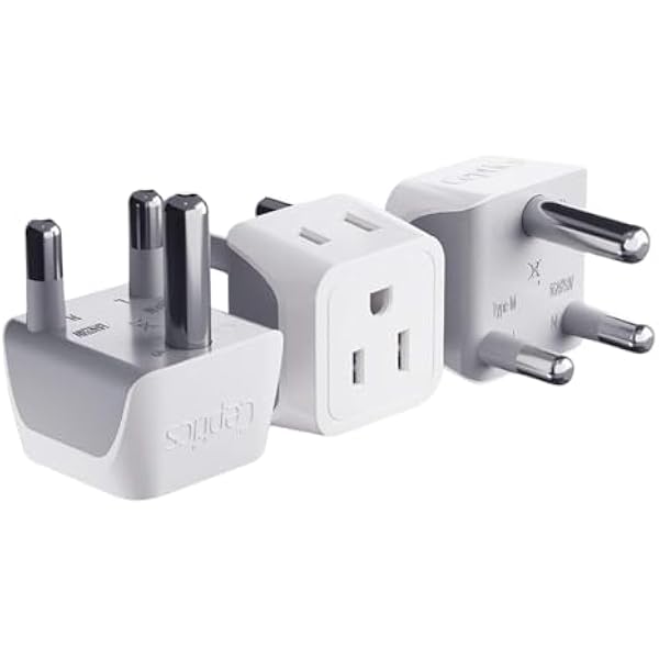 Ceptics South Africa, Namibia Travel Adapter Plug with Dual Usa Input - Type M - Ultra Compact - Safe Grounded Perfect for Cell Phones, Laptops, Camera Chargers and More 3 Pack (CT-10L)
