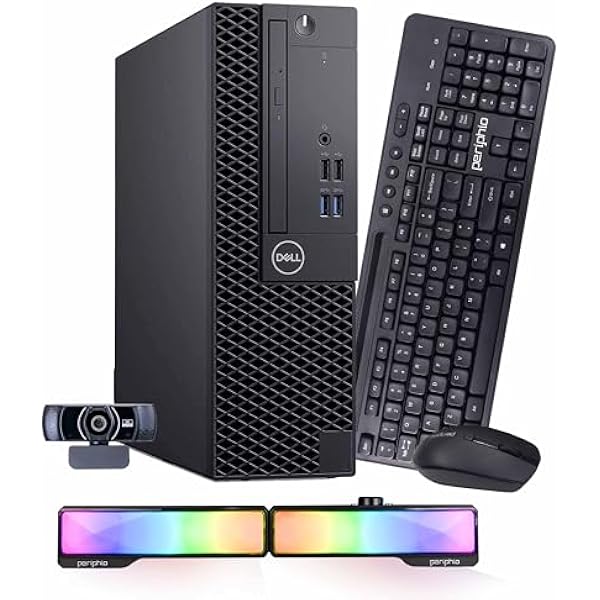 Dell OptiPlex 3060 Desktop | Intel i5 8th Gen | 16GB RAM | 500GB SSD | Win 11 Pro | Wireless Keyboard + Mouse | RGB Soundbar | 2K Webcam | Home & Office PC (Renewed)