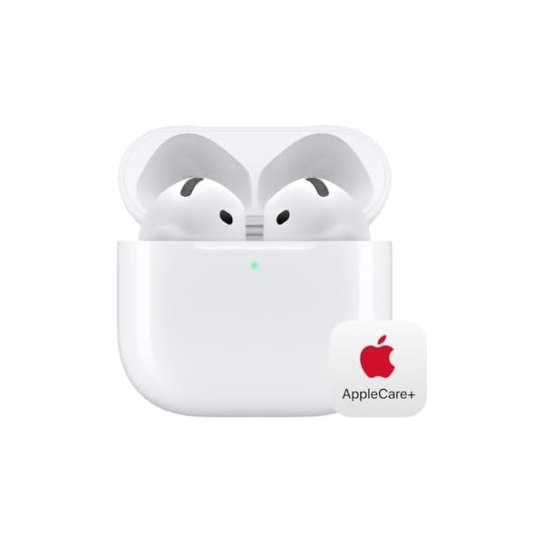 Apple AirPods 4 Wireless Earbuds, Bluetooth Headphones, with Active Noise Cancellation, Adaptive Audio, Transparency Mode, Personalized Spatial Audio, USB-C Charging Case with AppleCare+ (2 Years)
