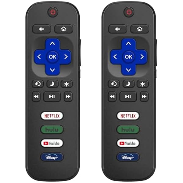 (Pack of 2) Replacement for Roku TV Remote Control, Compatible with TCL Roku/Hisense Roku/Onn Roku/Roku Built-in Smart TVs. (Not Compatible with Roku Sticks or Box). 1 Year Warranty.